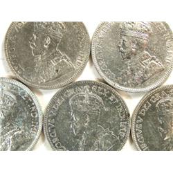 Canada 25 Cents 1912-19 5 pieces, VF-EF