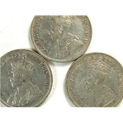 Canada 25 Cents 1933, 1935 and 1936 VF