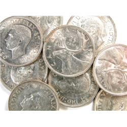 Canada 25 Cents 1937-47ML, 15 pieces EF