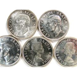 Canada 25 Cents 1939-1957, 4 pieces