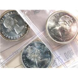Canada 25 Cents 1960 & 67 3 ICCS pieces