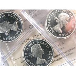 Canada 25 Cents 1962 X3 ICCS MS-64 Hcam