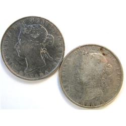 Canada 50 Cents 1870 LCW VG, 1881H G-VG