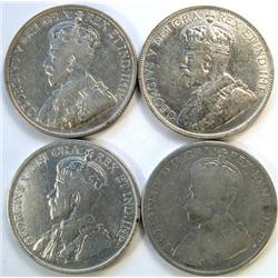 Canada 50 Cents 1917, 1918, 1931 & 1932