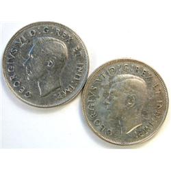 Canada 50 Cents 1947 C7 and 1947 ML, VF