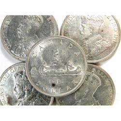 Canada Silver Dollar 1936 5 pieces EF