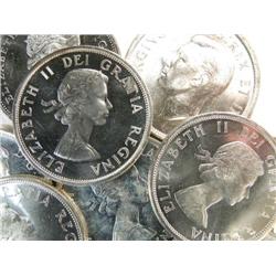 Canada Silver Dollar 1939-66 9 pcs Unc