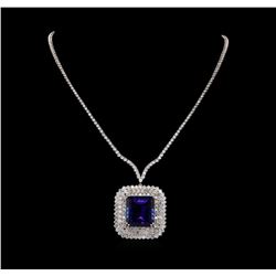 18KT White Gold GIA Certified 43.74 ctw Tanzanite and Diamond Necklace