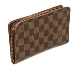 Louis Vuitton Damier Ebene Canvas Leather Zippy Wallet