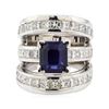 Image 2 : 7.40 ctw Sapphire and Diamond Ring - 18KT White Gold