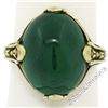 Image 5 : 14K Yellow Gold 10.03 ctw GIA Oval Cabochon VERY Fine Green Emerald Ring