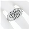 Image 3 : Large Mens 14K White Gold 1.10 ctw Tapered & Straight Baguette Diamond Band Ring