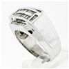 Image 9 : Large Mens 14K White Gold 1.10 ctw Tapered & Straight Baguette Diamond Band Ring