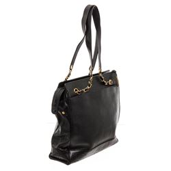 Chanel Black Caviar Leather Vintage CC Tote Bag