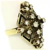 Image 7 : 14k Yellow Gold .90 ctw Round Diamond Black Enamel Marquise Cocktail Ring