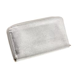 Louis Vuitton Metallic Silver Leather Suhali Zippy Wallet