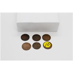 Set of 6 Canadian pennies
