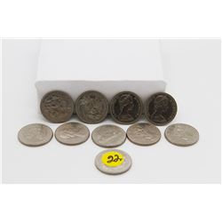 Set of 10 - Commemorative Canadian $1 coin