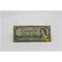 1954 Canadian $1 bill
