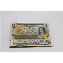 Set of 14 - 1973 Canadian $1 Bills