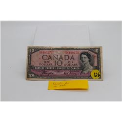 1954 Canadian $10 bill - Face in Hair