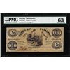 Image 1 : 1861 $100 State of Florida Tallahassee Cr.2 Obsolete Note PMG Choice Uncirculated 63