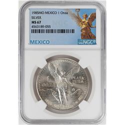 1985Mo Mexico 1 Onza Libertad Silver Coin NGC MS67