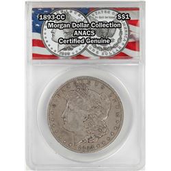 1893-CC $1 Morgan Silver Dollar Coin ANACS Certified Genuine