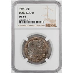 1936 Long Island Tercentenary Commemorative Half Dollar Coin NGC MS66