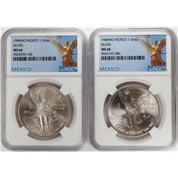 1984-1985Mo Mexico 1 Onza Libertad Silver Coins NGC MS66