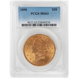 1898 $20 Liberty Head Double Eagle Gold Coin PCGS MS63