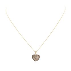 14KT Yellow Gold 0.80 ctw Chocolate Diamond Heart Shaped Pendant with Chain