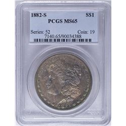 1882-S $1 Morgan Silver Dollar Coin PCGS MS65 Amazing Toning