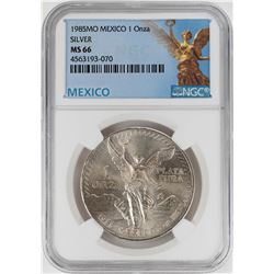 1985Mo Mexico 1 Onza Libertad Silver Coin NGC MS66