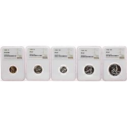 1958 (5) Coin Proof Set Graded NGC PF67