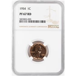 1954 Proof Lincoln Wheat Cent Coin NGC PF67RD