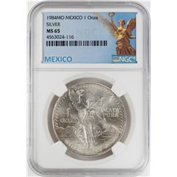 1984Mo Mexico 1 Onza Libertad Silver Coin NGC MS65
