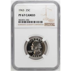 1963 Proof Washington Quarter Coin NGC PF67 Cameo