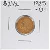 Image 1 : 1925-D $2 1/2 Indian Head Quarter Eagle Gold Coin