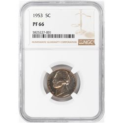 1953 Proof Jefferson Nickel Coin NGC PF66