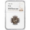 Image 1 : 1953 Proof Jefferson Nickel Coin NGC PF66