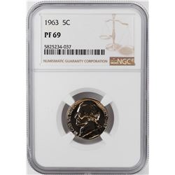 1963 Proof Jefferson Nickel Coin NGC PF69