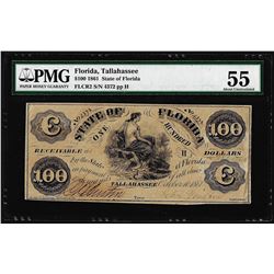 1861 $100 State of Florida Tallahassee Cr.2 Obsolete Note PMG About Uncirculated 55