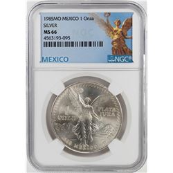 1985Mo Mexico 1 Onza Libertad Silver Coin NGC MS66
