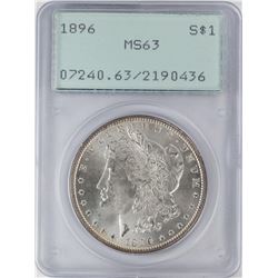 1896 $1 Morgan Silver Dollar Coin PCGS MS63 Old Green Rattler