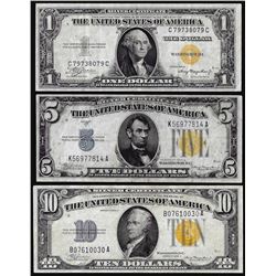 Set of 1934/1935A $1/$5/$10 North Africa WWII Emergency Issue Silver Certificate Notes
