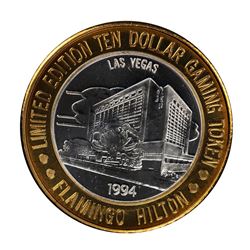 .999 Silver Flamingo Hilton Las Vegas, Nevada $10 Casino Limited Edition Gaming Token