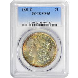 1883-O $1 Morgan Silver Dollar Coin PCGS MS65 Amazing Toning