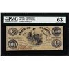 Image 1 : 1861 $100 State of Florida Tallahassee Cr.2 Obsolete Note PMG Choice Uncirculated 63