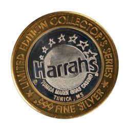 .999 Silver Harrahs Casino Tunica, Mississippi $10 Casino Limited Edition Gaming Token